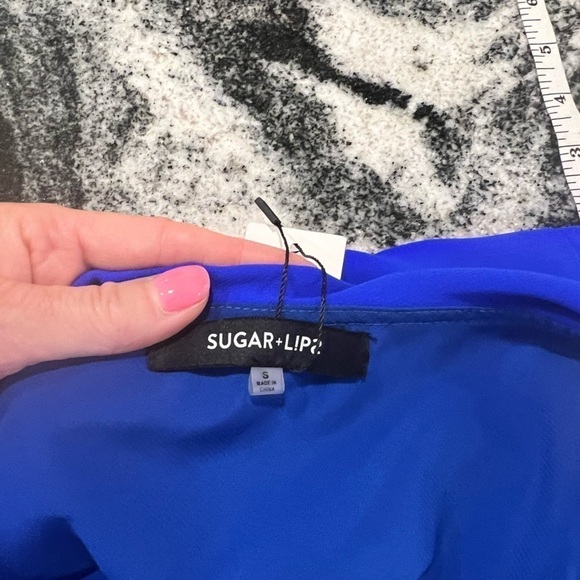 SUGARLIPS cobalt, one shoulder dress with ruffled neckline - Picture 12 of 13